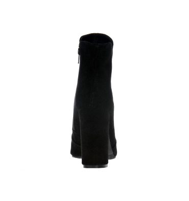 Botine dama negre toc gros piele intoarsa