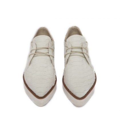 Pantofi oxford albi piele imprimeu sarpe