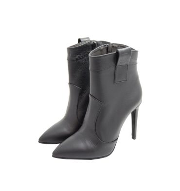 Botine stiletto negre piele