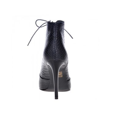 Botine negre stiletto piele imprimeu sarpe