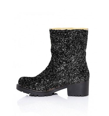 Ghete glitter negru talpa joasa