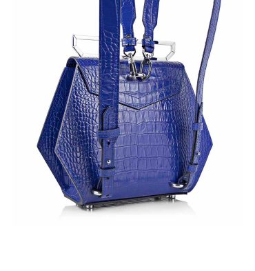 Rucsac piele albastru croco hexagonal