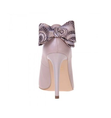 Pantofi stiletto bej sidef piele naturala funda