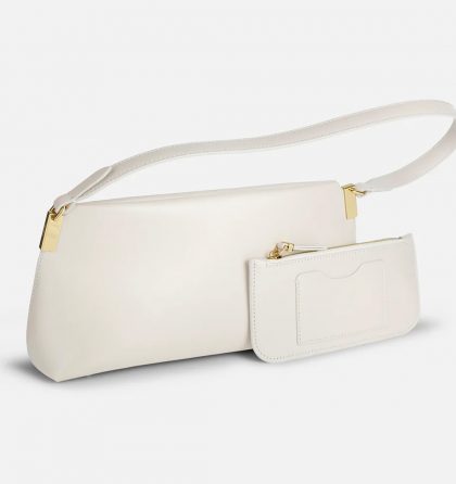 Geanta dama Aurora baguette ivory piele