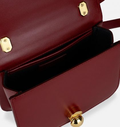 Geanta Eon Mini burgundy din piele naturala